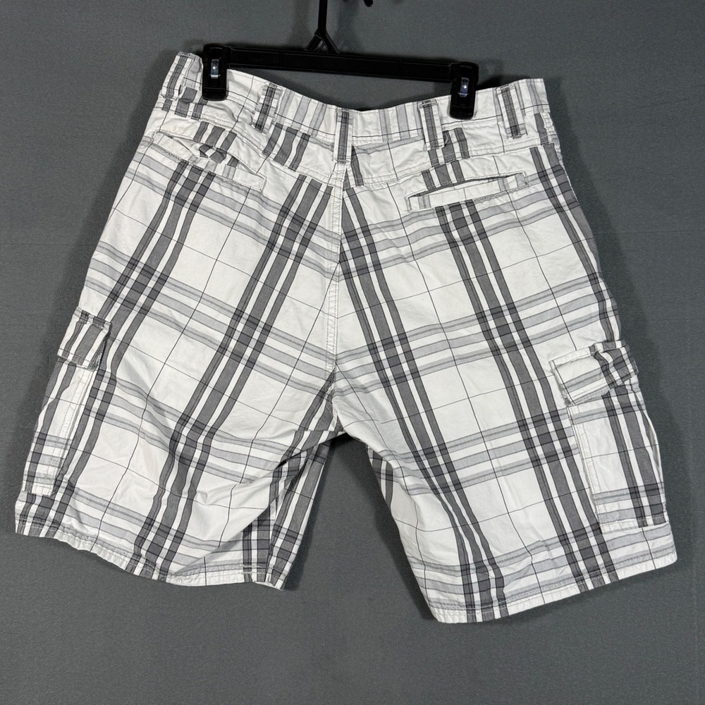 Wrangler Cargo Shorts Mens 34 White Plaid 60CMW1R Casual Cotton Utility Pocket - Picture 3 of 8